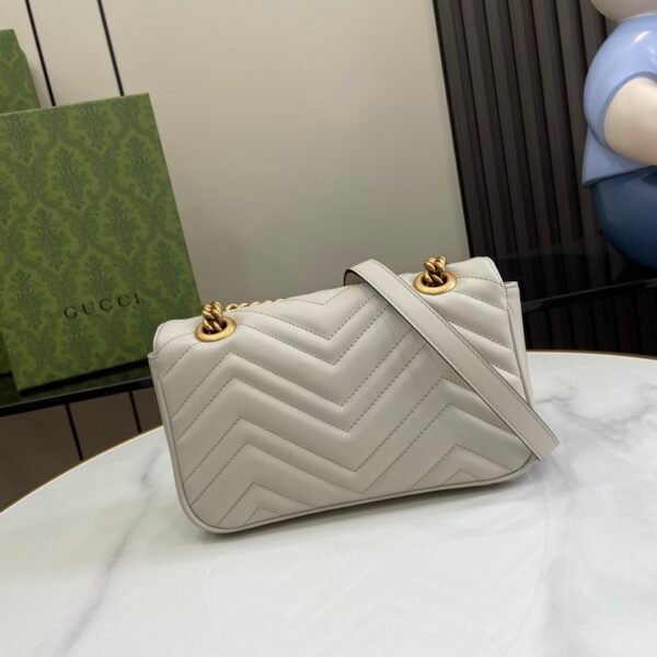 GUCCI GG Marmont small shoulder bag in light grey leather