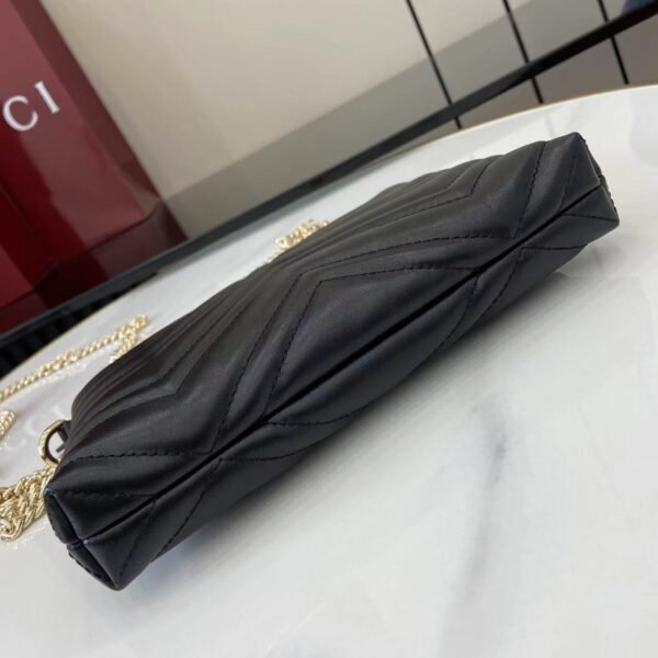 GUCCI GG Marmont pochette with chain in black leather