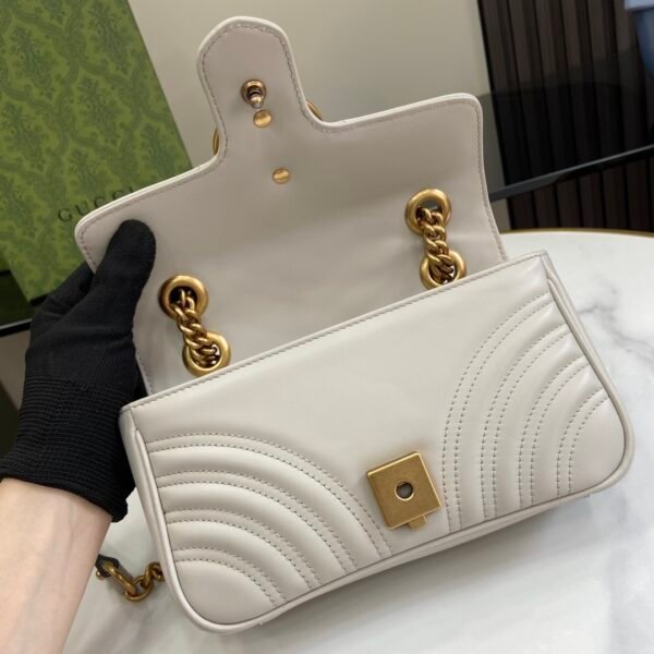 GUCCI GG Marmont small shoulder bag in light grey leather