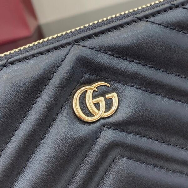 GUCCI GG Marmont pochette with chain in black leather