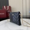 GUCCI GG Marmont pochette with chain in black leather