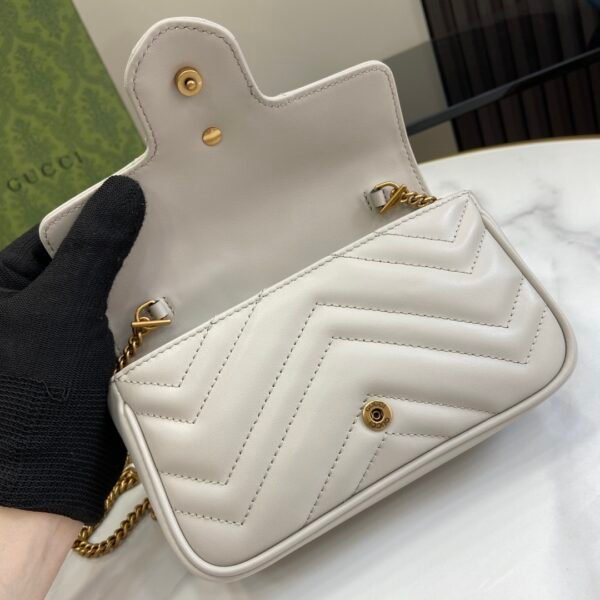 GUCCI GG Marmont mini bag in white chevron leather