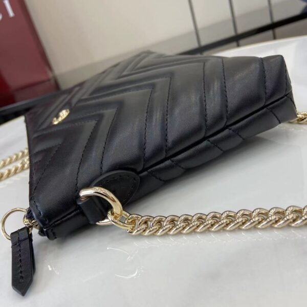 GUCCI GG Marmont pochette with chain in black leather