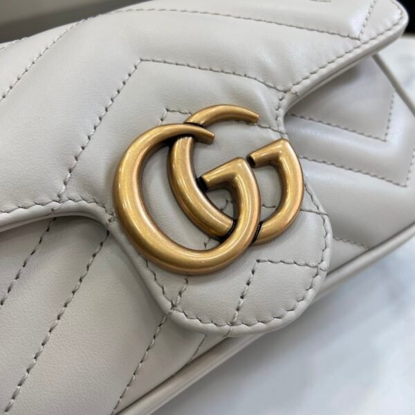 GUCCI GG Marmont mini bag in white chevron leather