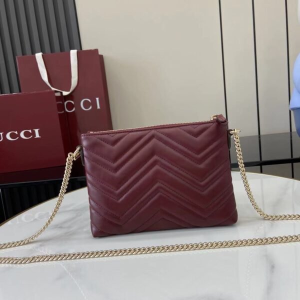 GUCCI GG Marmont pochette with chain in Rosso Ancora red leather