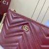GUCCI GG Marmont pochette with chain in Rosso Ancora red leather