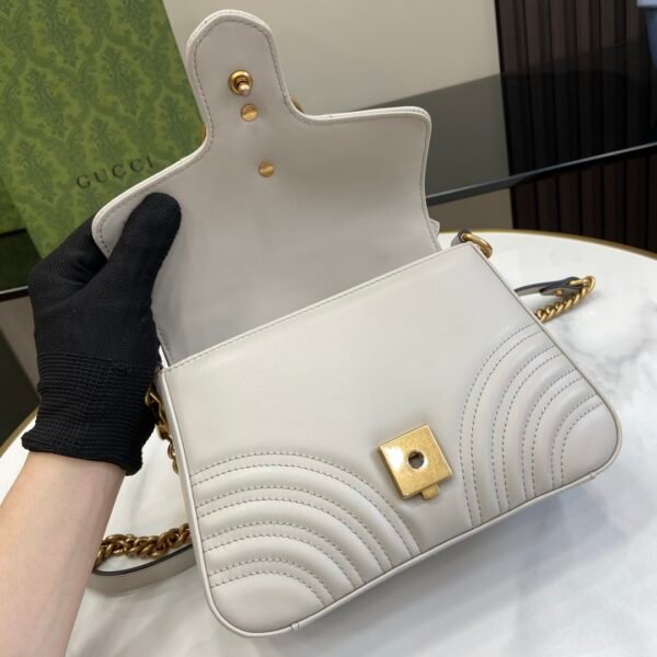 GUCCI GG Marmont small top handle bag in white leather