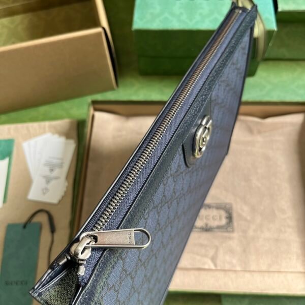 GUCCI GG Supreme Coated-Canvas Pouch in Blu Dk Blu/black