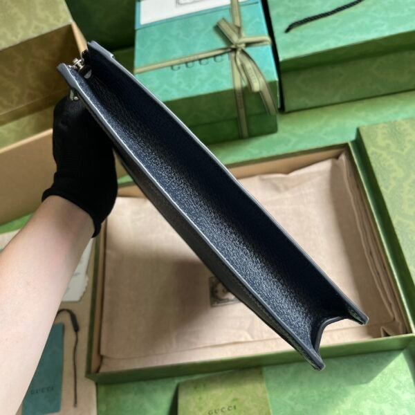 GUCCI GG Supreme Coated-Canvas Pouch in Blu Dk Blu/black