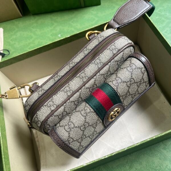 GUCCI Ophidia mini bag in beige and ebony Supreme