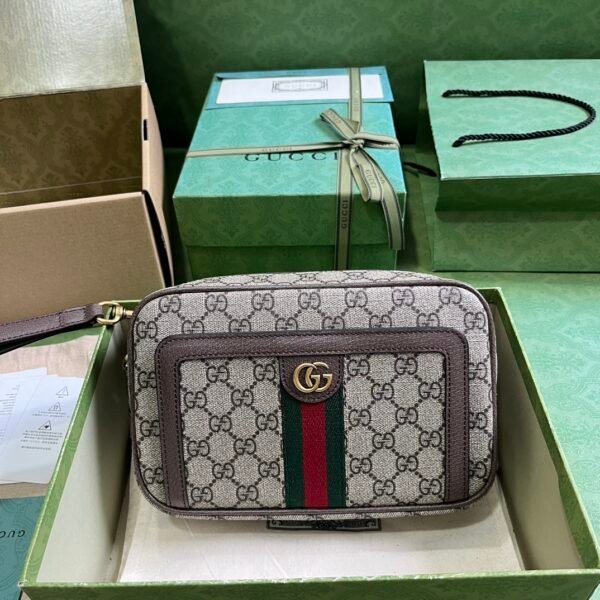 GUCCI Ophidia medium top handle bag in Beige GG Canvas