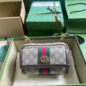 GUCCI Ophidia mini bag in beige and ebony Supreme