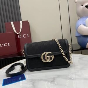 Gucci Go small shoulder bag in black GG canvas