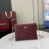 GUCCI GG Marmont pochette with chain in Rosso Ancora red leather