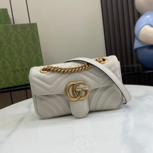 GUCCI GG Marmont small shoulder bag in light grey leather