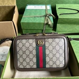 GUCCI Ophidia small crossbodybag in beige and ebony Supreme