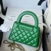 Chanel MM Kelly Shopper Green Handle Bags