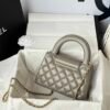 Chanel MM Kelly Shopper Light Gray Handle Bags