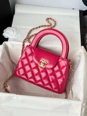 Chanel MM Kelly Shopper Dark Pink Handle Bags