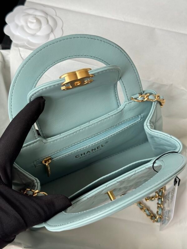 Chanel MM Kelly Shopper Light Blue Handle Bags