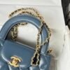 Chanel MM Kelly Shopper Blue Shiny Handle Bags