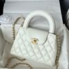 Chanel MM Kelly Shopper White Shiny Handle Bags