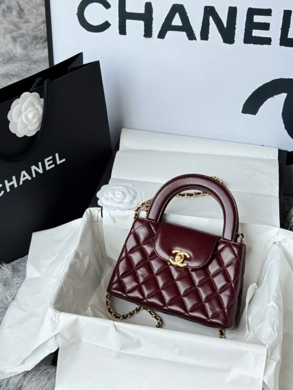 Chanel MM Kelly Shopper Cherry Red Handle Bags