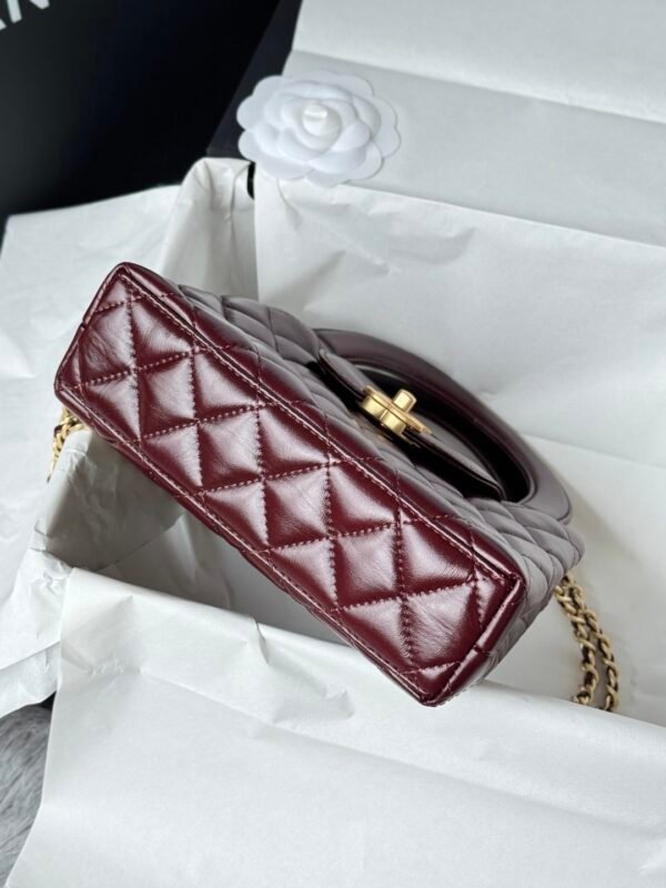 Chanel MM Kelly Shopper Cherry Red Handle Bags