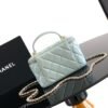 Chanel Green Lambskin Quilted Small CC Dynasty Vanity Case With Chain