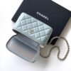 Chanel Green Lambskin Quilted Small CC Dynasty Vanity Case With Chain