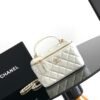 Chanel White Lambskin Quilted Small CC Dynasty Vanity Case With Chain