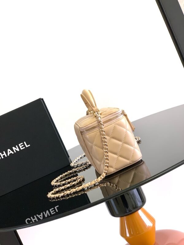 Chanel Apricot Lambskin Quilted Small CC Dynasty Vanity Case With Chain