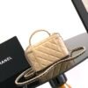Chanel Apricot Lambskin Quilted Small CC Dynasty Vanity Case With Chain