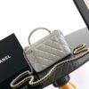 Chanel Grey Lambskin Quilted Small CC Dynasty Vanity Case With Chain