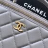 Chanel Grey Lambskin Quilted Small CC Dynasty Vanity Case With Chain