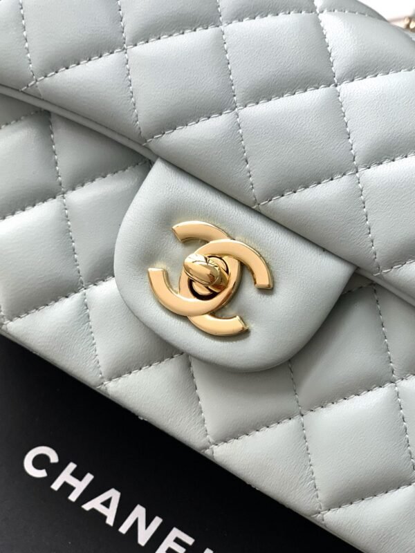 Lambskin Quilted Mini Top Handle Rectangular Flap Green