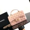 Chanel Lambskin Quilted Mini Top Handle Rectangular Flap Pink