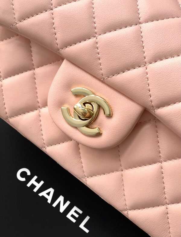 Chanel Lambskin Quilted Mini Top Handle Rectangular Flap Pink