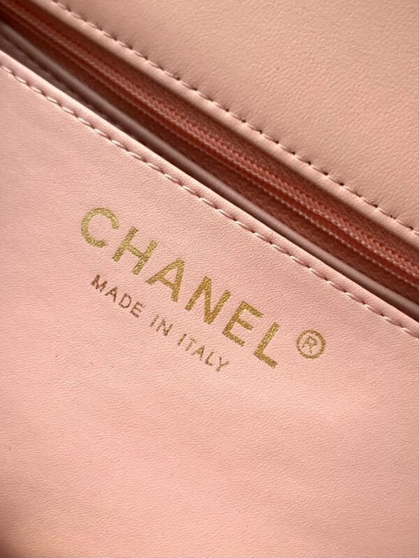 Chanel Lambskin Quilted Mini Top Handle Rectangular Flap Pink