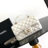 Chanel Lambskin Quilted Mini Top Handle Rectangular Flap White