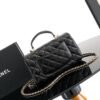 Chanel Lambskin Quilted Mini Top Handle Rectangular Flap Black