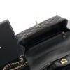 Chanel Lambskin Quilted Mini Top Handle Rectangular Flap Black