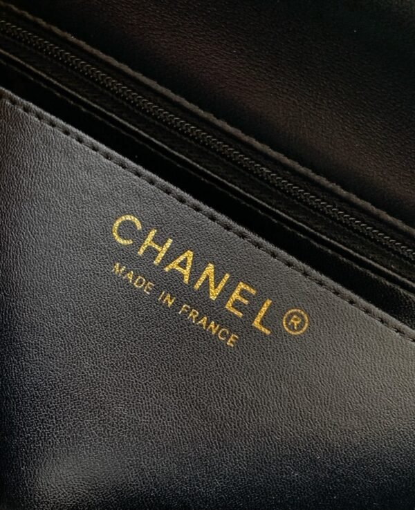 Chanel Lambskin Quilted Mini Top Handle Rectangular Flap Black