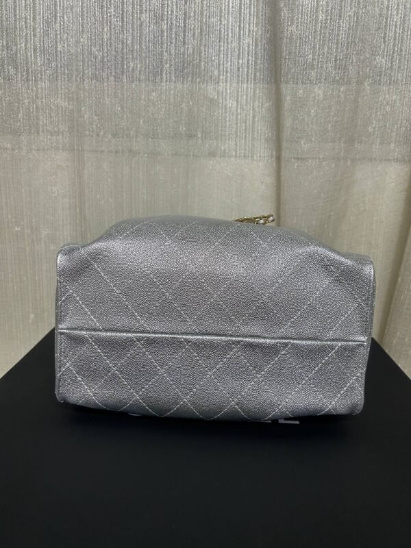 Chanel 25 Small Handbag Metallic Grained Calfskin & Gold-Tone Metal Silvery