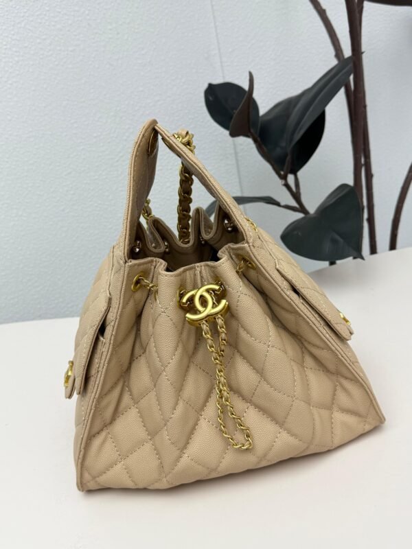 Chanel 25 Small Handbag Grained Calfskin & Gold-Tone Metal Beige
