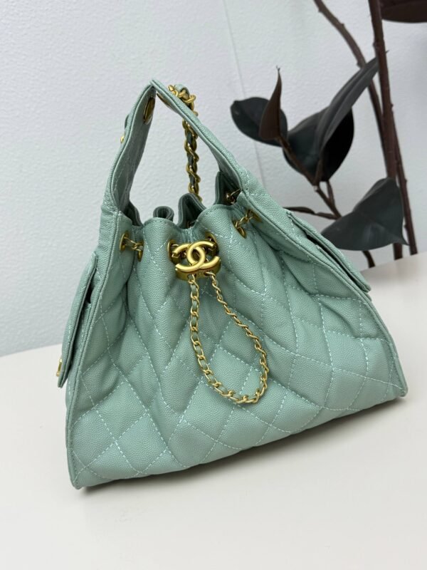 Chanel 25 Small Handbag Grained Calfskin & Gold-Tone Metal Green Caviar