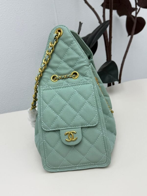 Chanel 25 Small Handbag Grained Calfskin & Gold-Tone Metal Green Caviar