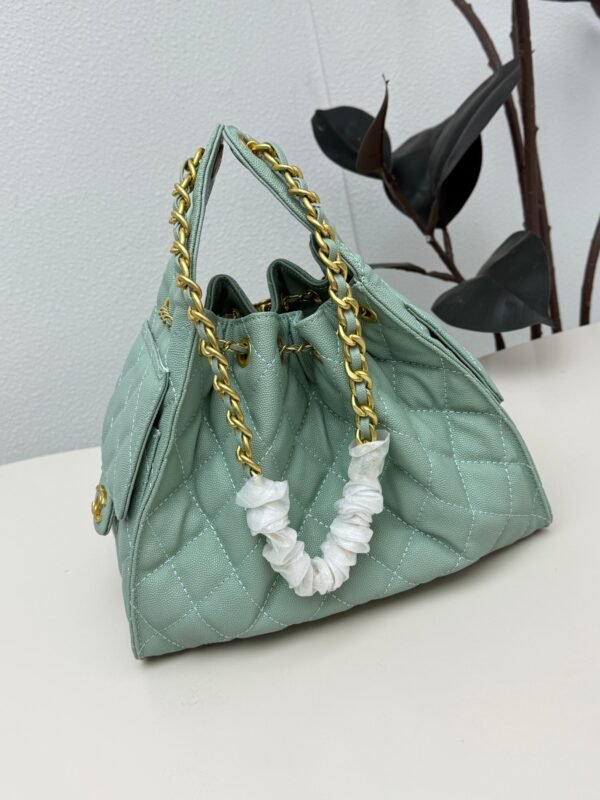 Chanel 25 Small Handbag Grained Calfskin & Gold-Tone Metal Green Caviar