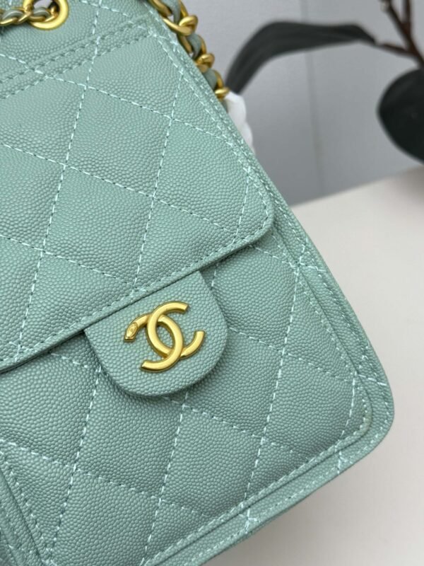 Chanel 25 Small Handbag Grained Calfskin & Gold-Tone Metal Green Caviar