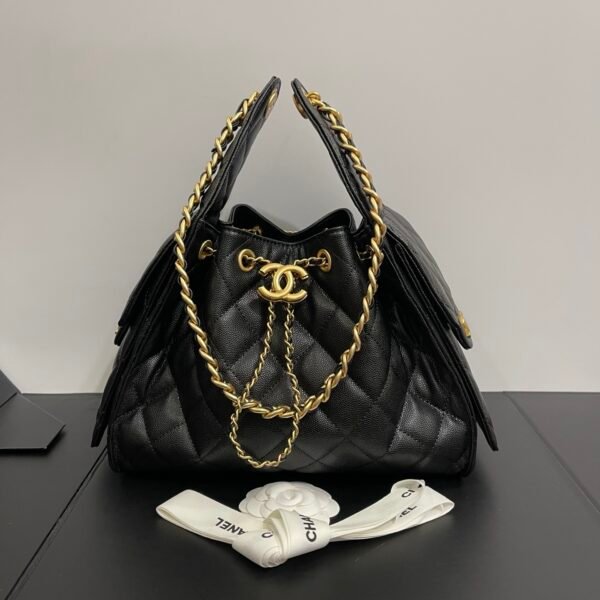 Chanel 25 Small Handbag Grained Calfskin & Gold-Tone Metal Black